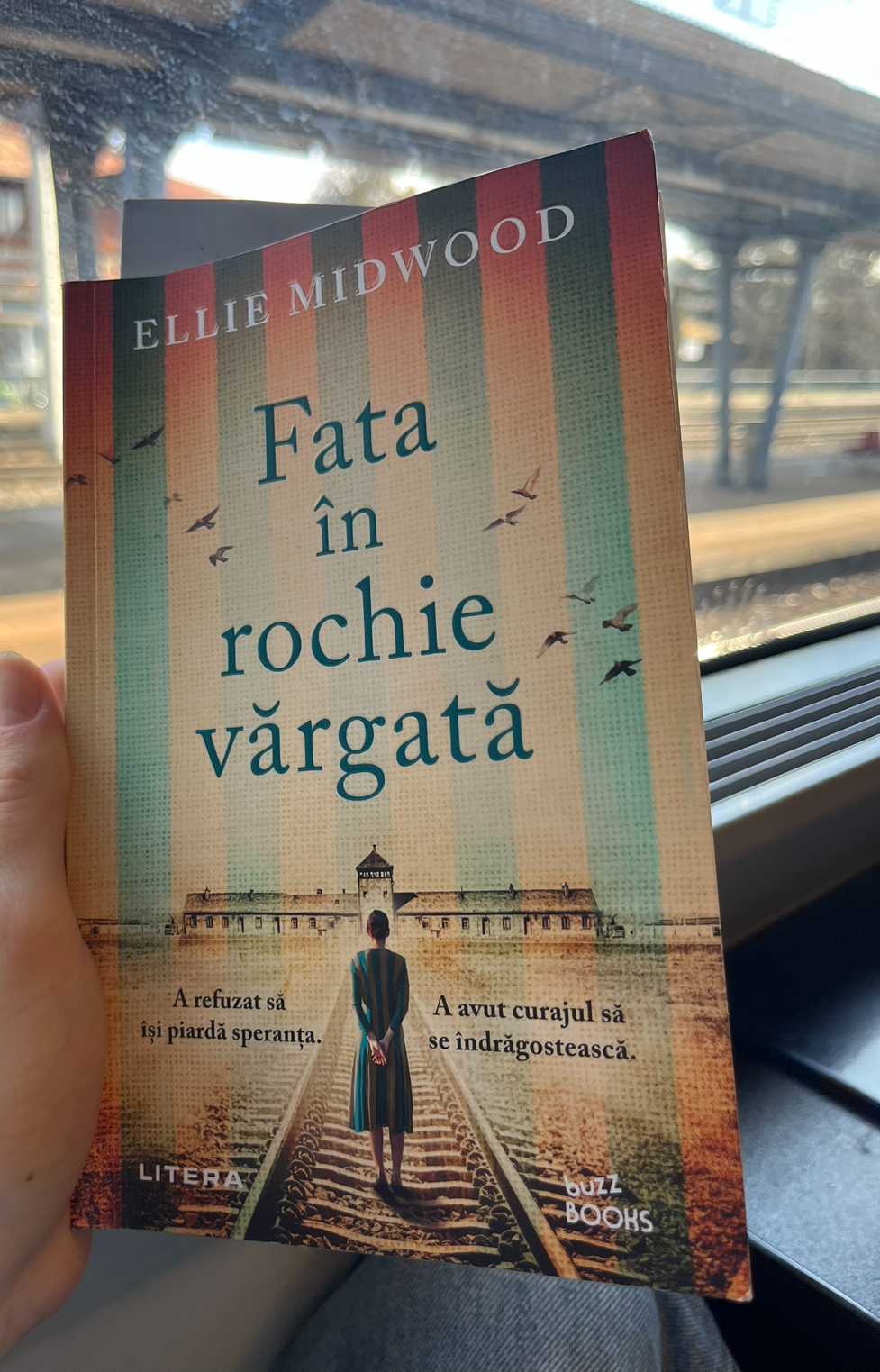 Fata în rochie vărgată